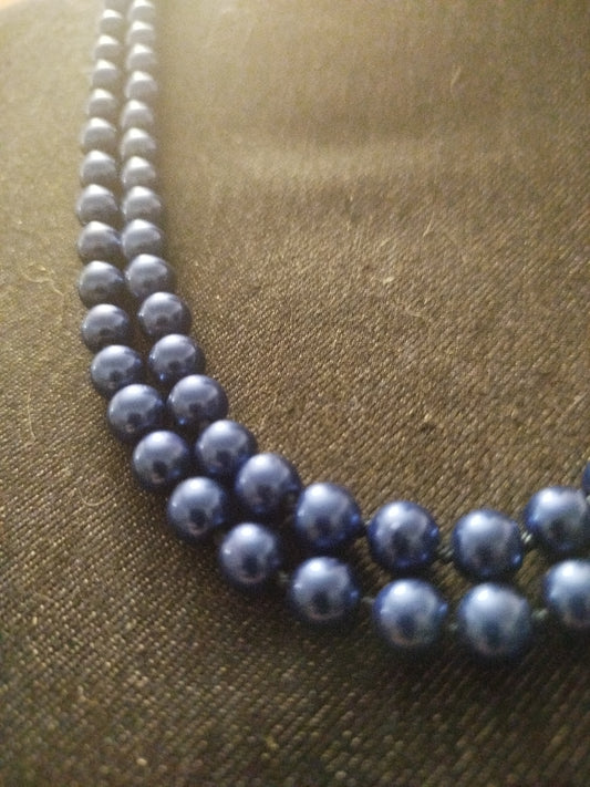 Collier perles bleues