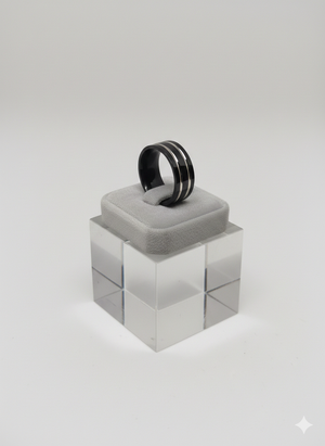 Bague noir femme élégante taille 19