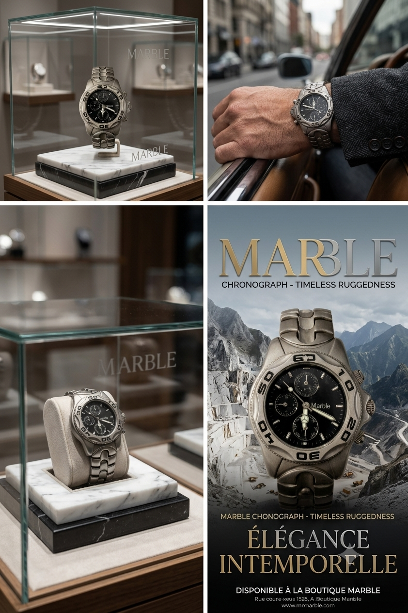 New Men's Marble Brushed Steel Watch | Design and Company