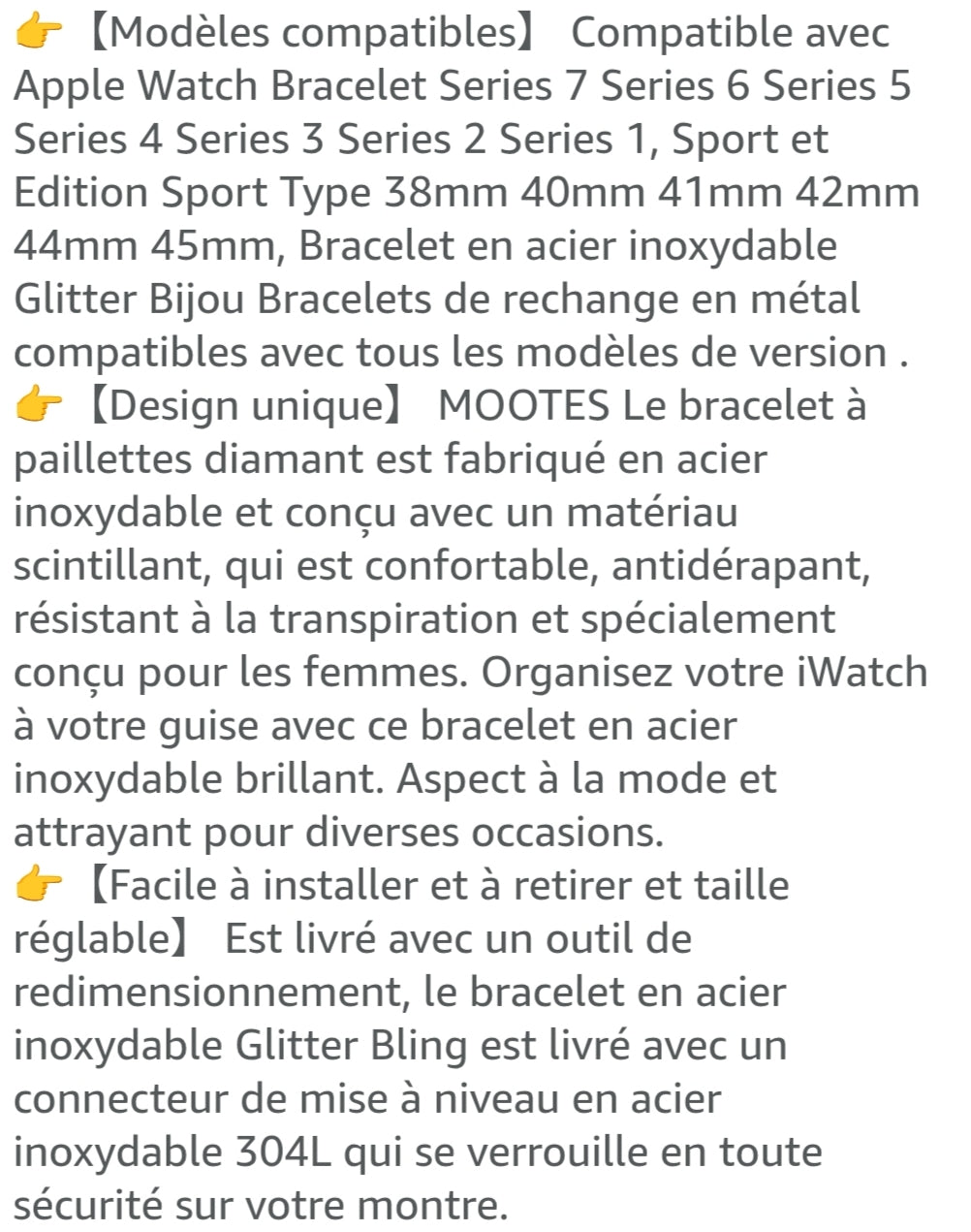 Caractéristiques compatibilité bracelet apple watch .