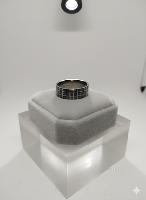 Bague noir femme à motif taille 19