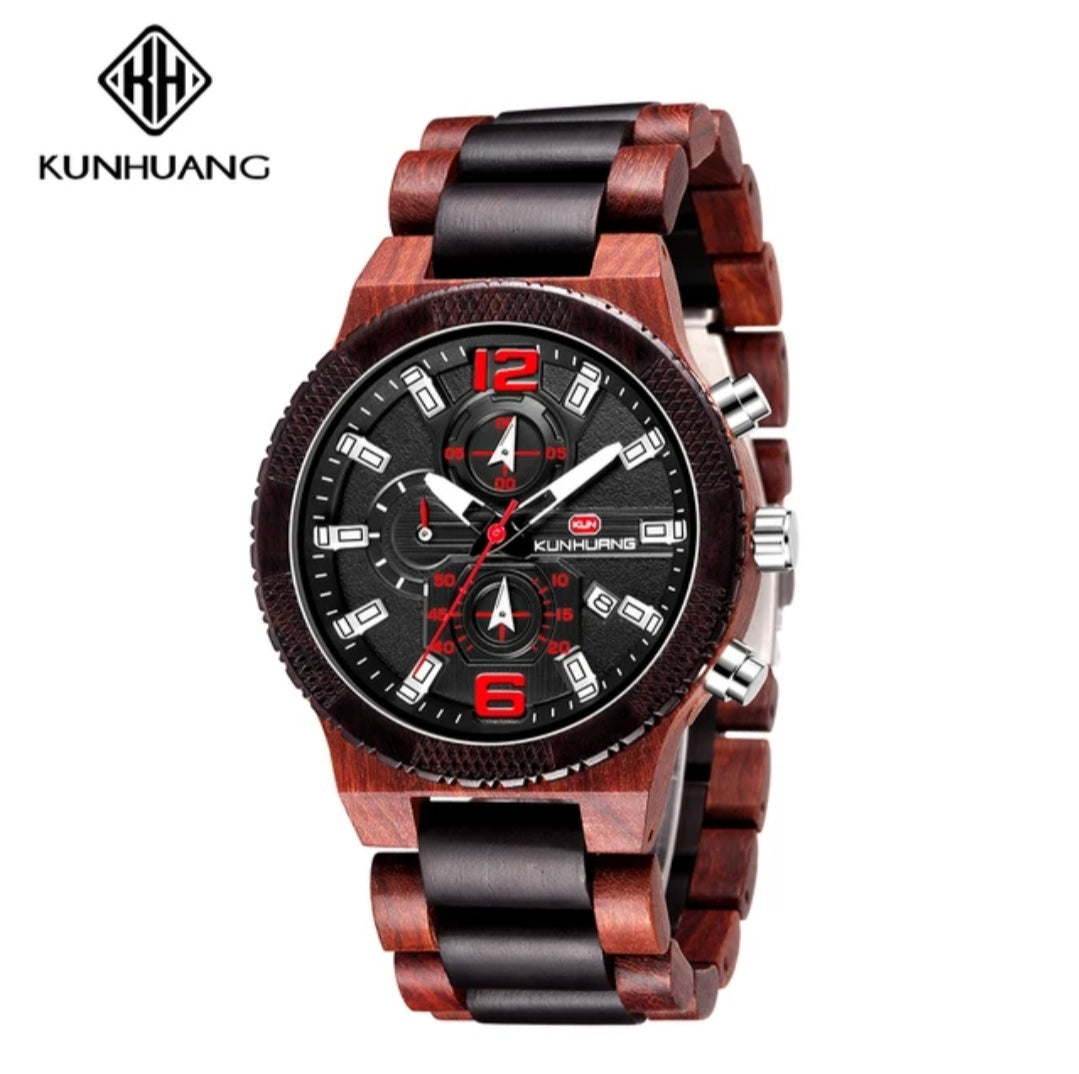 Montre Kunhuang bois macif 