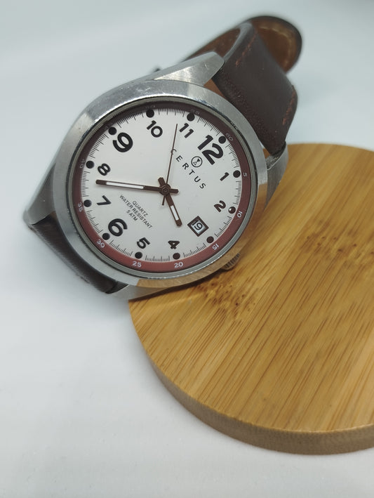 Montre Certus Homme Bracelet Cuir Marron .