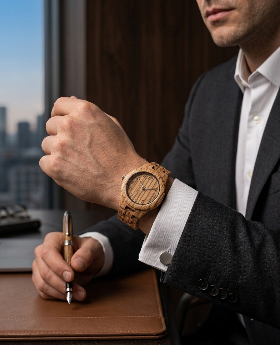 Montre homme imitation bois 