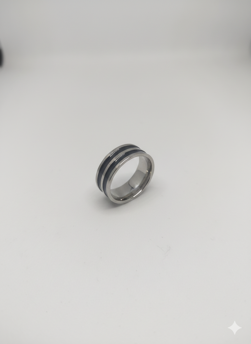 Bague black and silver 