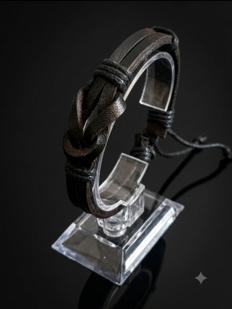 Bracelet simili-cuir tressé ajustable mixte 
