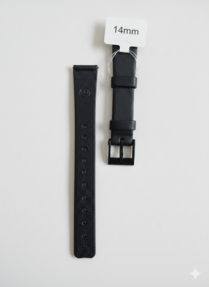 Bracelet silicone noir pour montre 14mm 