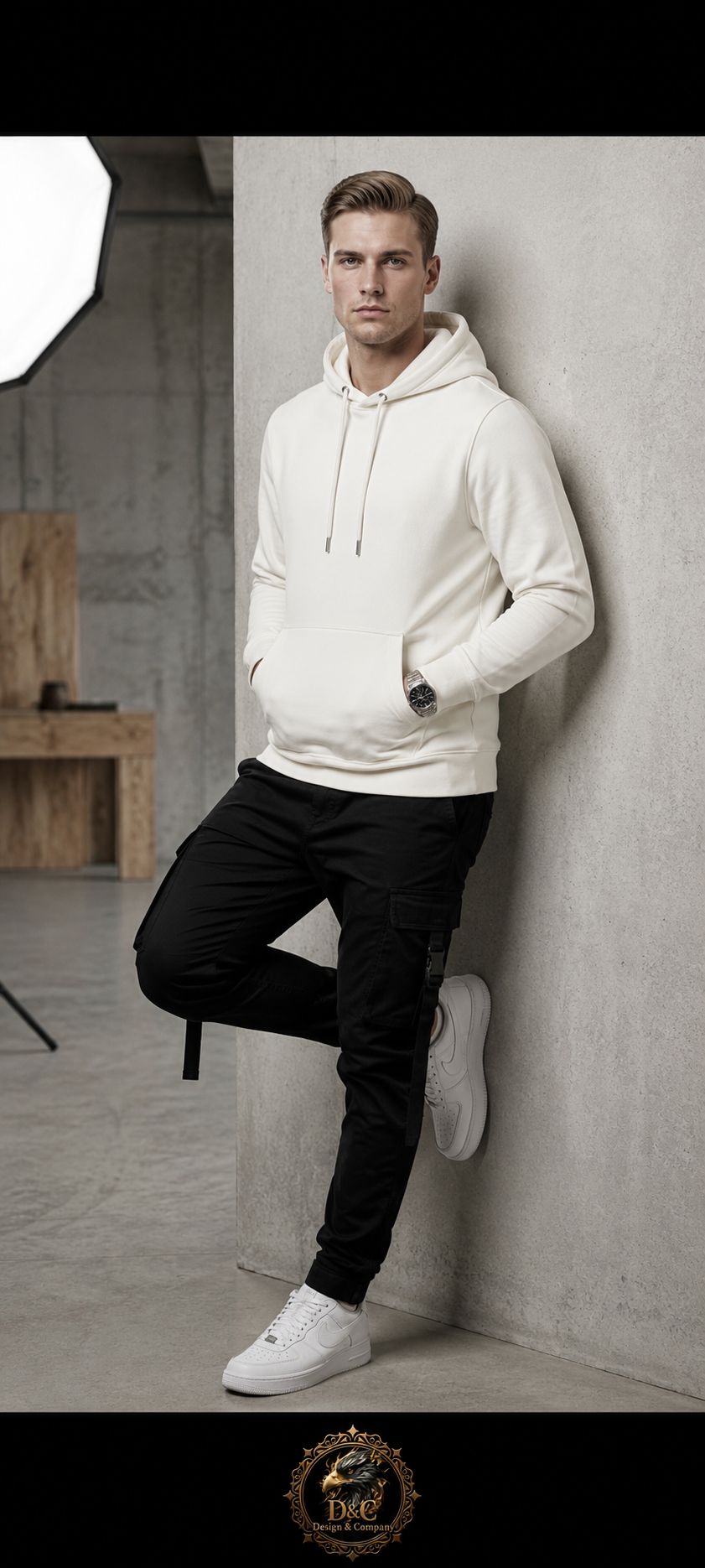 Pull à capuche homme blanc taille M 