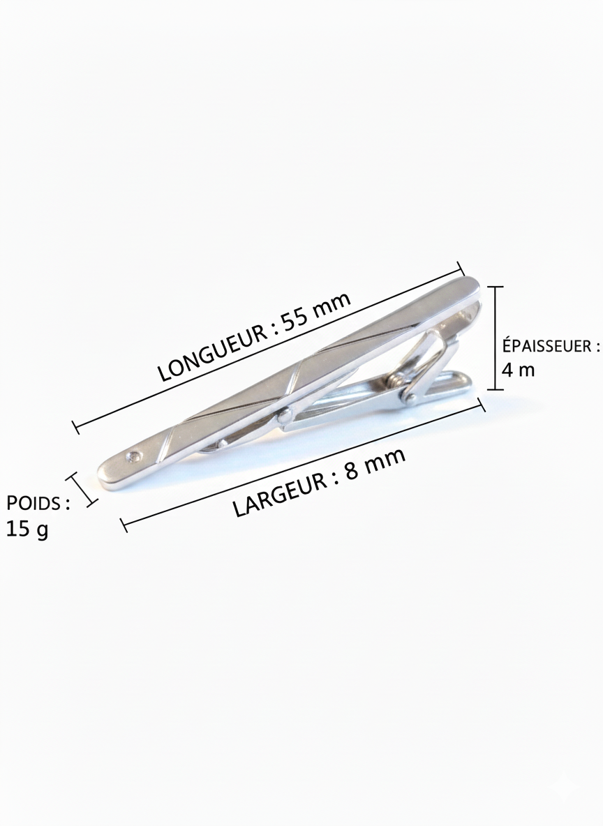 Pince à cravate argent neuve 