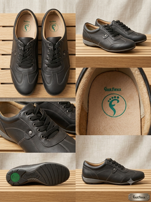 Chaussure footflexx en cuir noir femme