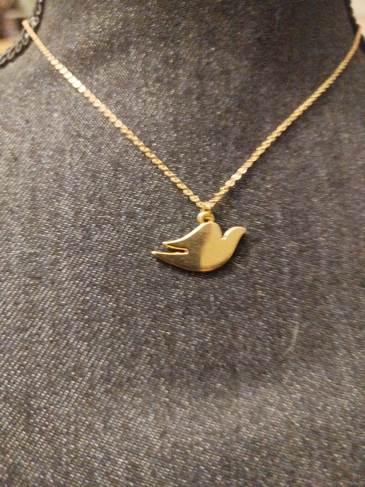 Collier petit oiseau plaqué or